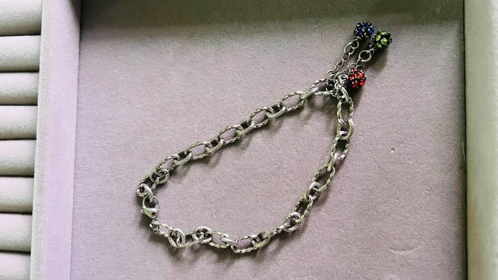 Vintage Silver-Tone Chain Bracelet with Colorful Disco Ball Charms